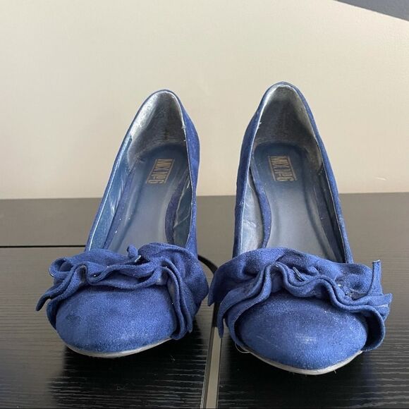 Mix No. 6 Olivia Blue Ruffle Toe Wedge Shoe, 9.5 - Picture 7 of 12
